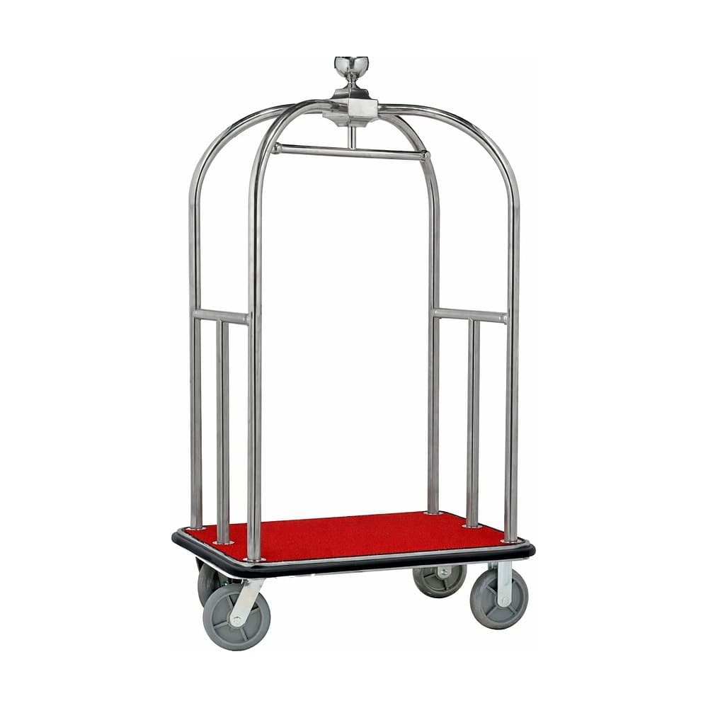 Large Luggage Trolley – Silver with Red Carpet – 110×66×186 cm
