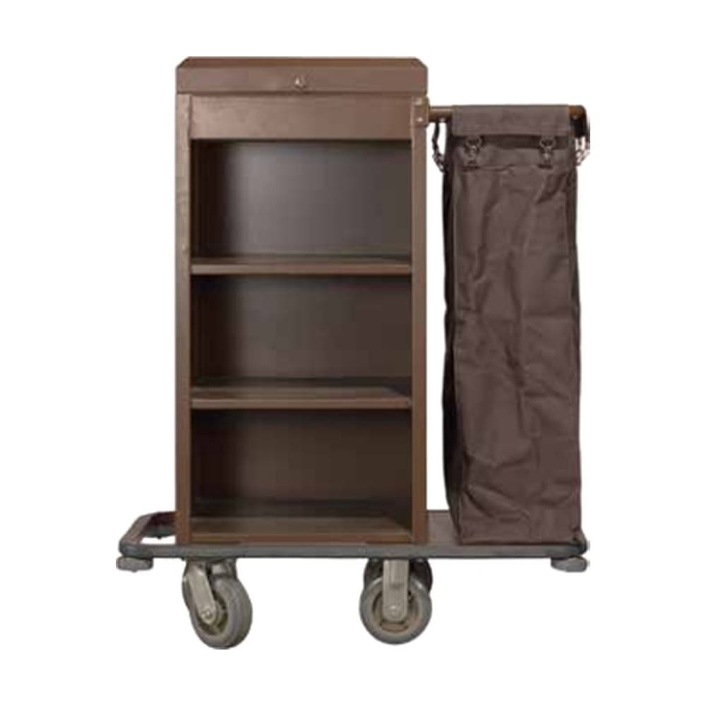 Housekeeping Trolley – Strong Model – Small – Brown – with Side Basket – 111×46×93 cm