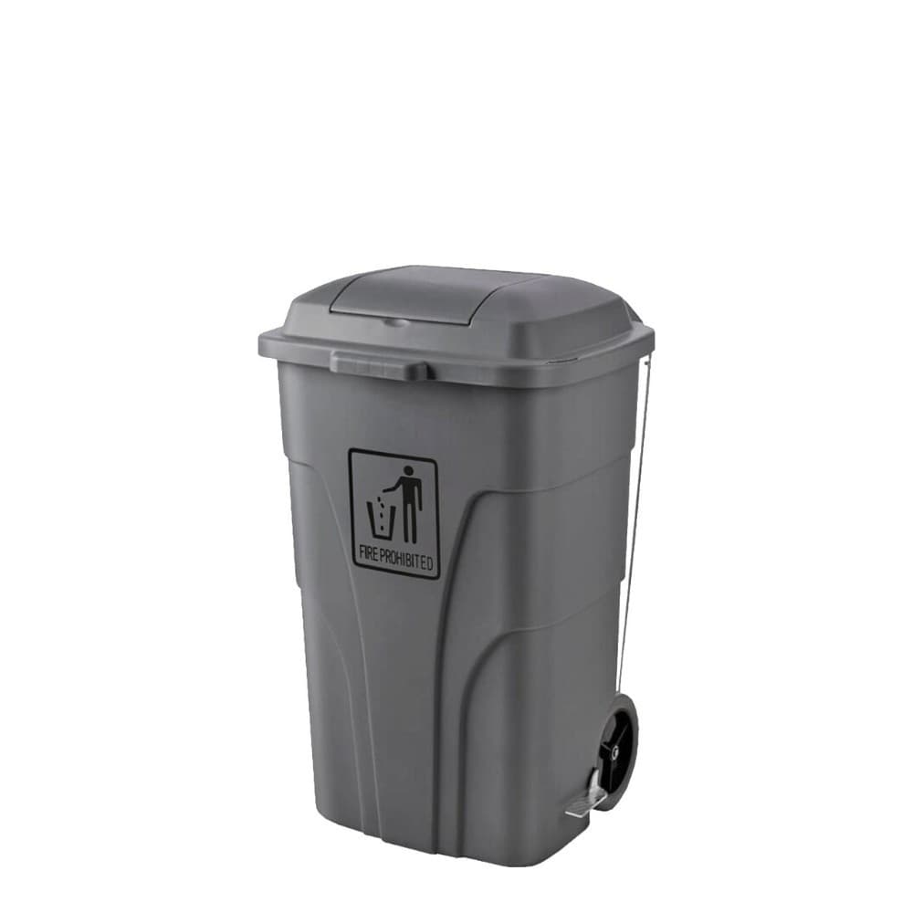 Pedal Waste Bin with Wheels – 120 L – Grey