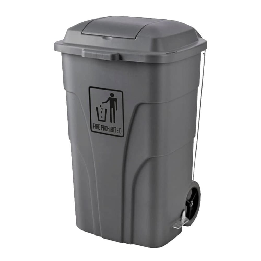 Pedal Waste Bin with Wheels – 240 L – Grey
